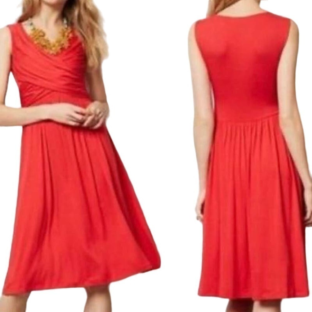 Girls From Savoy ANTHROPOLOGIE Red Sleeveless Faux-Wrap Knit Dress - Sz Medium